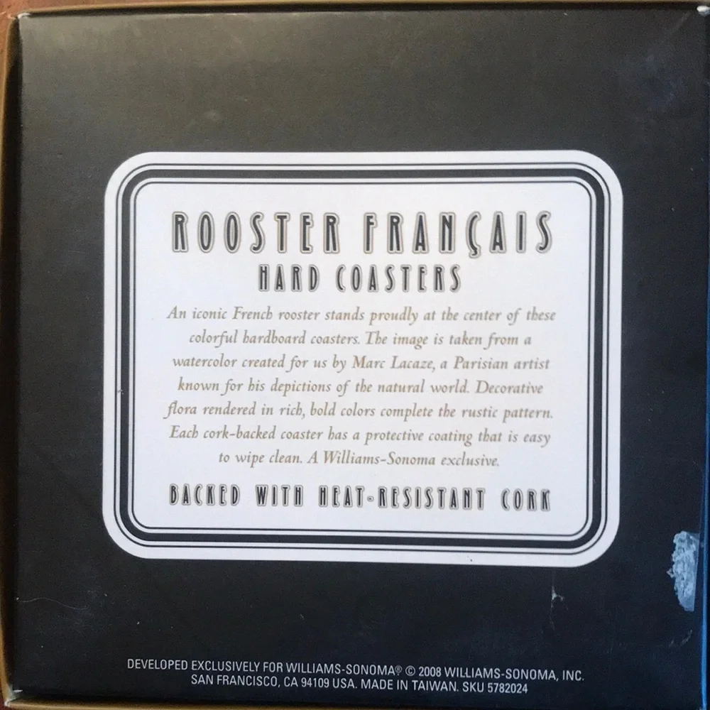 Williams-Sonoma Rooster Français Coasters